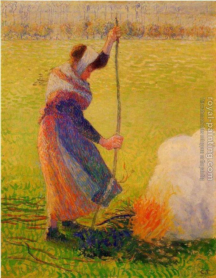 Camille Pissarro : Woman Burning Wood Camille Pissarro : Woman Burning Wood